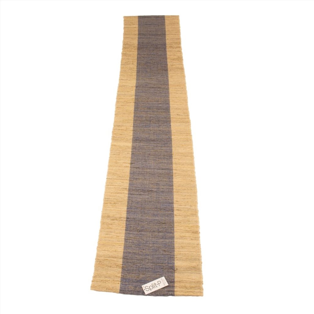 Natural Hyacinth Fiber Blue Stripe Table Runner